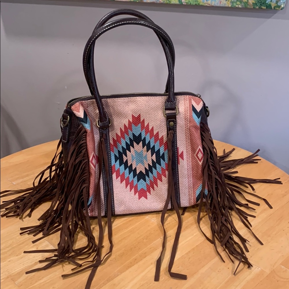 Fringed Aztec Pattern Bag - image 1